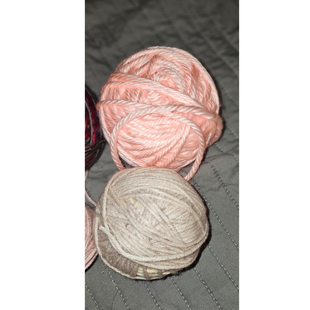 Assorted Yarn Lot 4 Balls Pink Peach Beige Multi Color Knitting Crochet Craft